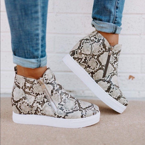 Snake animal prints fashion wedge sneakers - Picture 5 of 5
